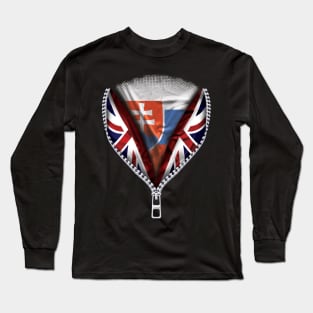 Slovakian Flag  Slovakia Flag British Flag Ripped Open - Gift for Slovakian From Slovakia Long Sleeve T-Shirt